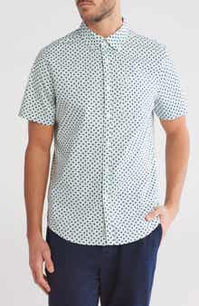 Original Penguin Geo Print Stretch Cotton Poplin Button-Up Shirt