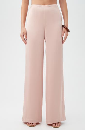 Trina Turk Tavia High-rise Wide-leg Satin Pants