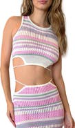 Capittana Lia Stripe Strappy Crop Cover-Up Top
