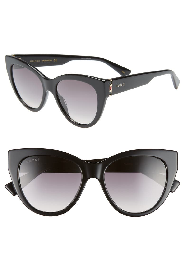 53mm Cat Eye Sunglasses, Main, color, BLACK