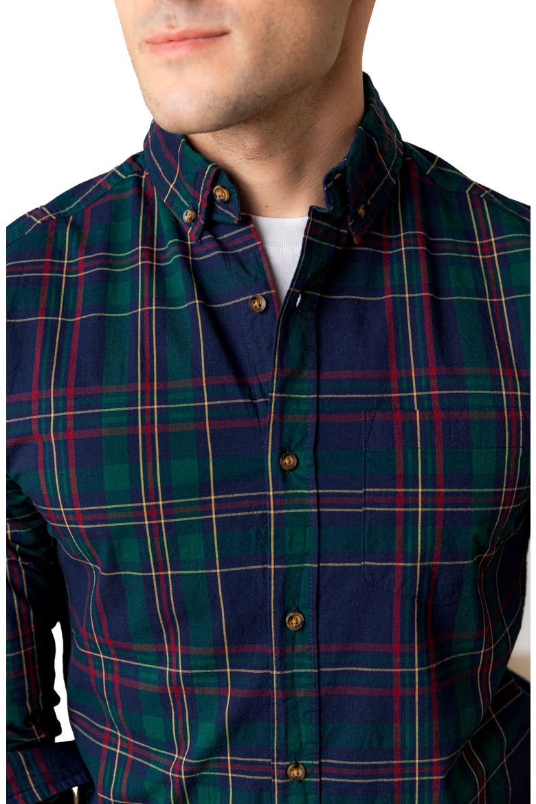 Organic Stretch Poplin Button Down Shirt, Alternate, color, Scottish Plaid