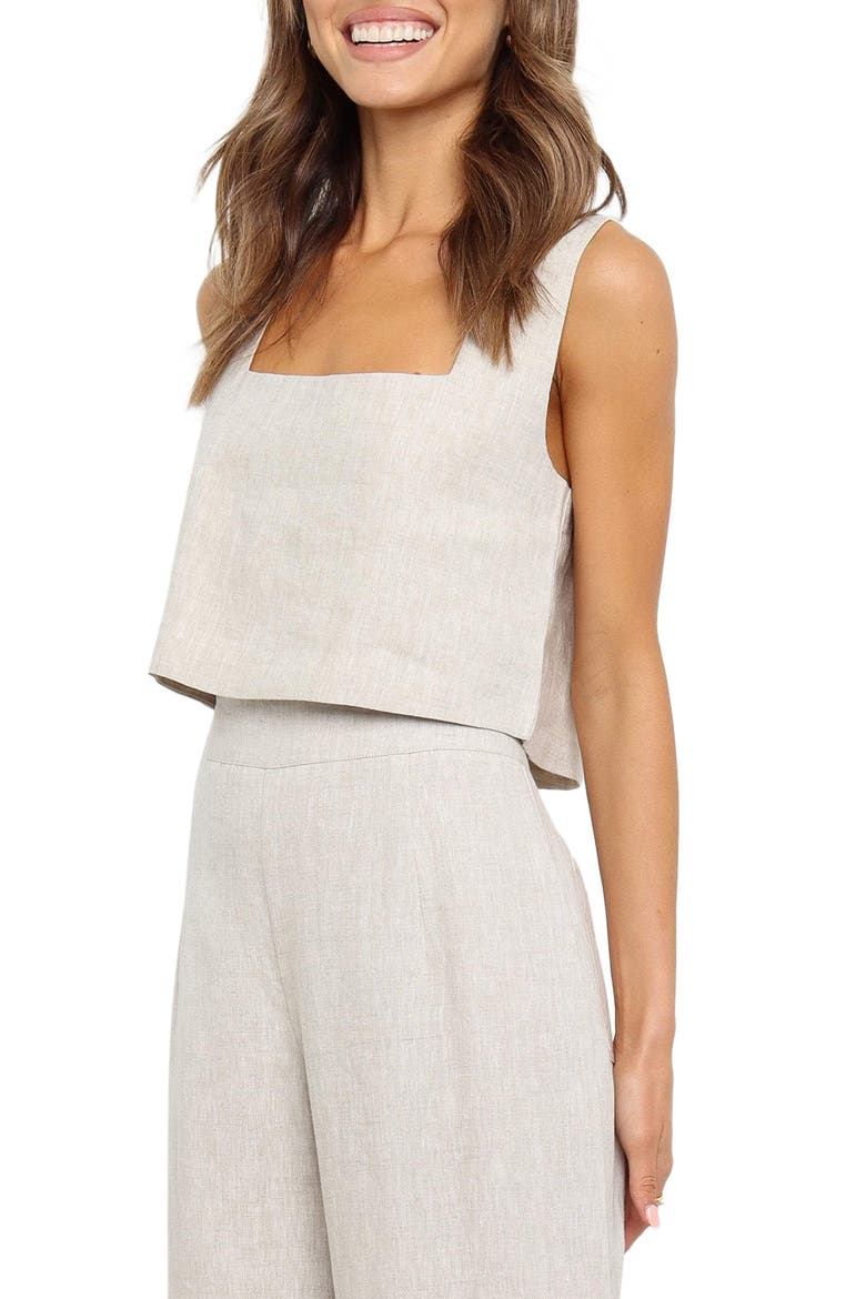 Devlin Linen Crop Tank, Alternate, color, BEIGE