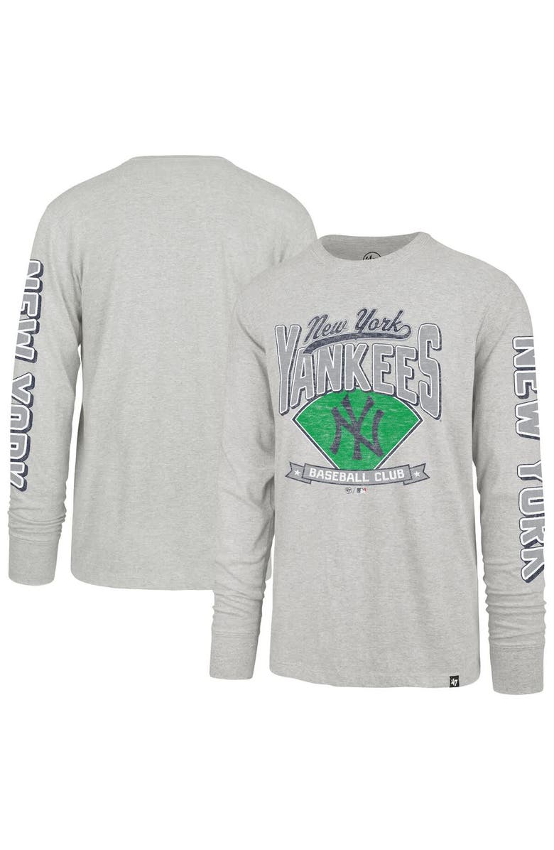'47 Men's '47 Gray New York Yankees Big & Tall Distressed Franklin Long Sleeve T-Shirt, Alternate, color, Gray