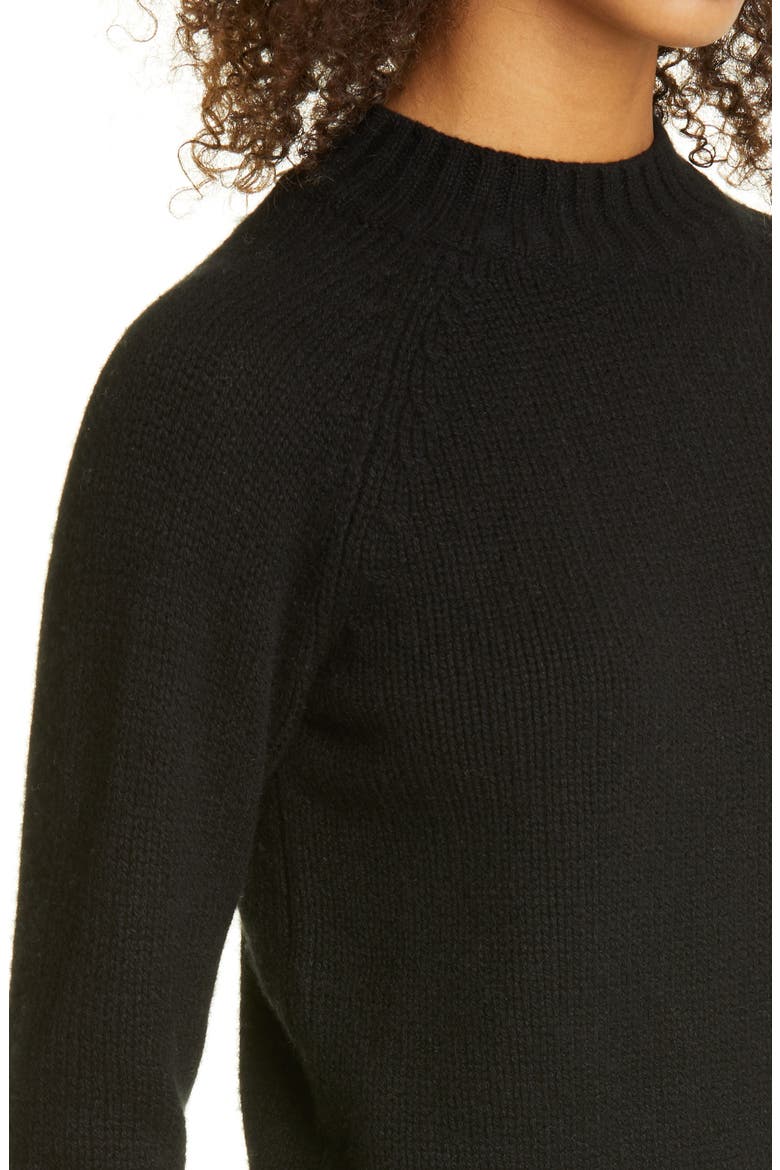 Shrunken Mock Neck Cashmere Sweater, Alternate, color, BLACK