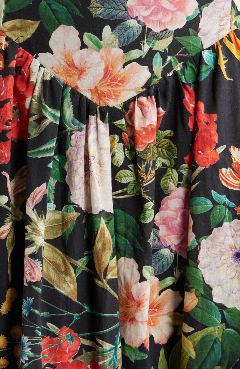 Julia Jordan Floral Basque Waist Sundress, Alternate, color, Black Multi