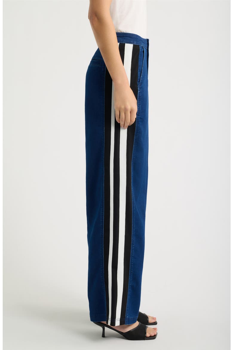 Athletic Stripe High Waist Relaxed Wide Leg Jeans, Alternate, color, INDIGO