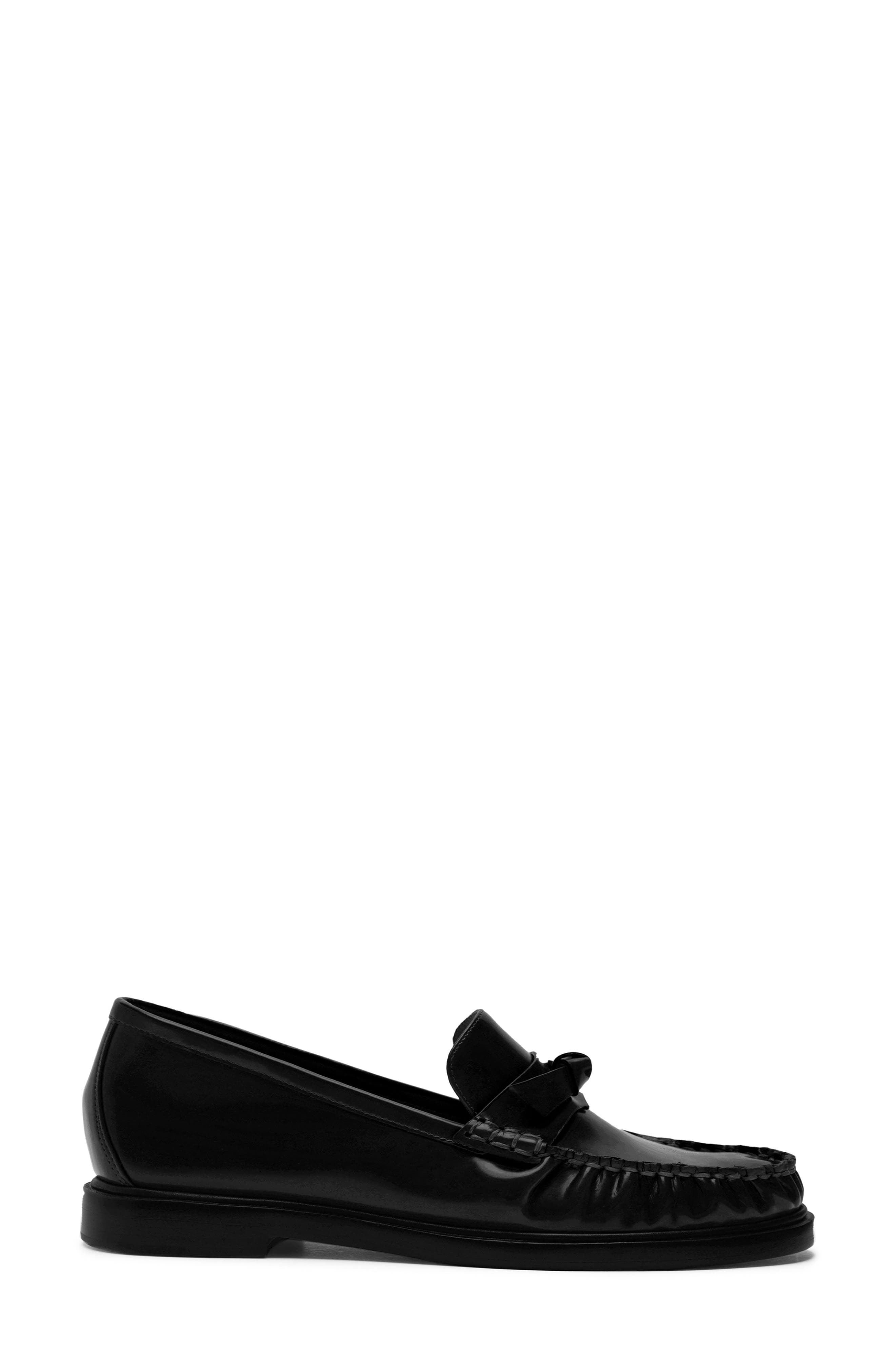 Clarita Laser Bow Loafer, Alternate, color, BLACK