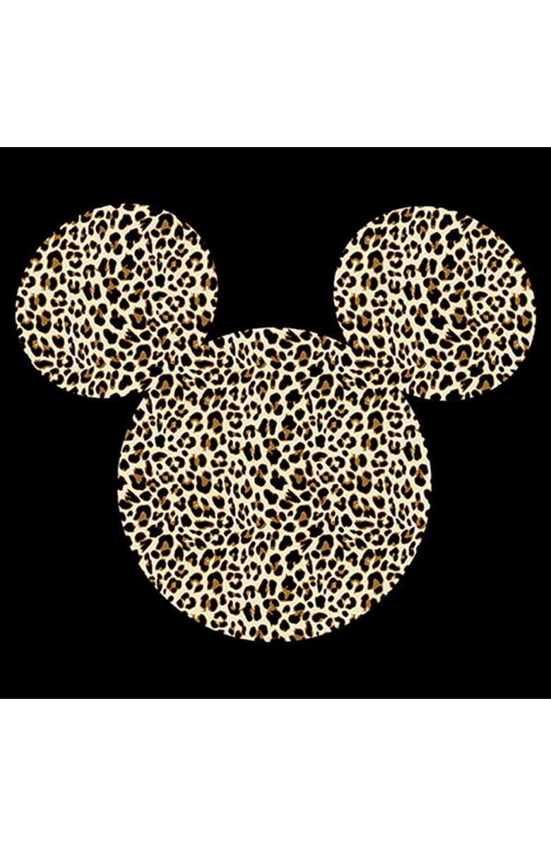 Mickey & Friends Junior's Mickey & Friends Cheetah Print Mouse Logo Sweatshirt, Alternate, color, Black