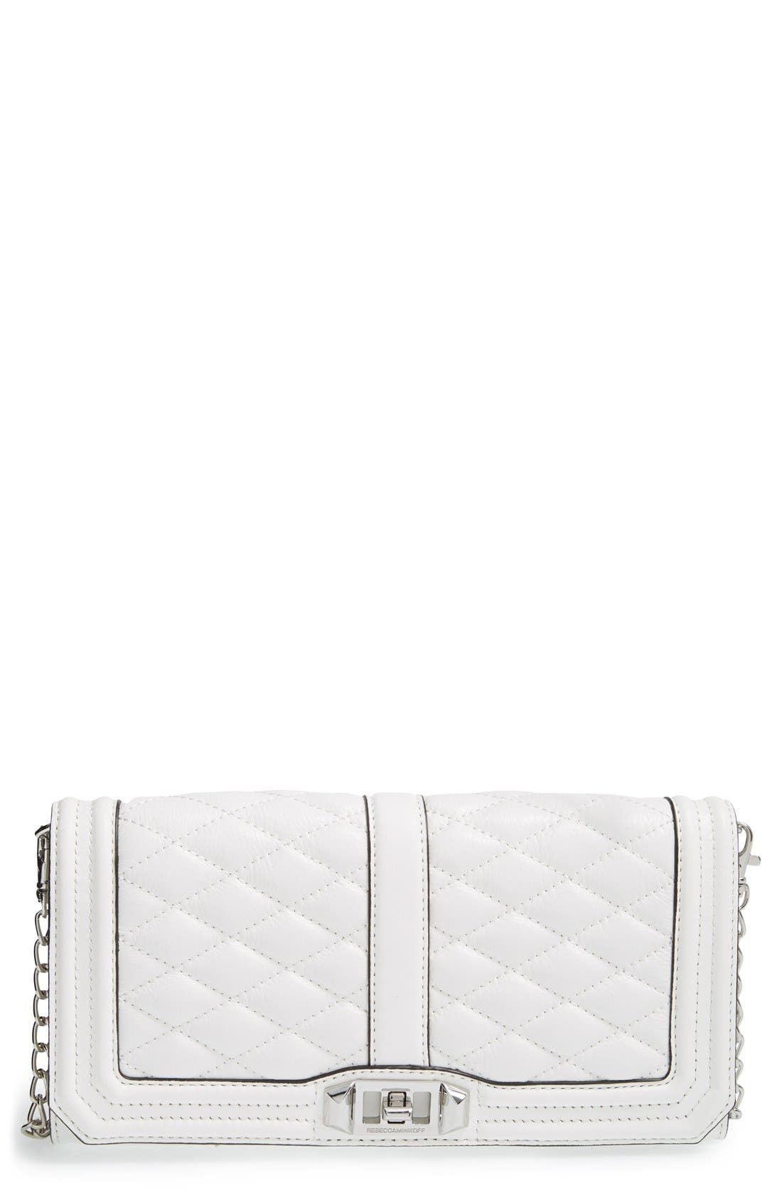 'Love' Clutch, Main, color, WHITE