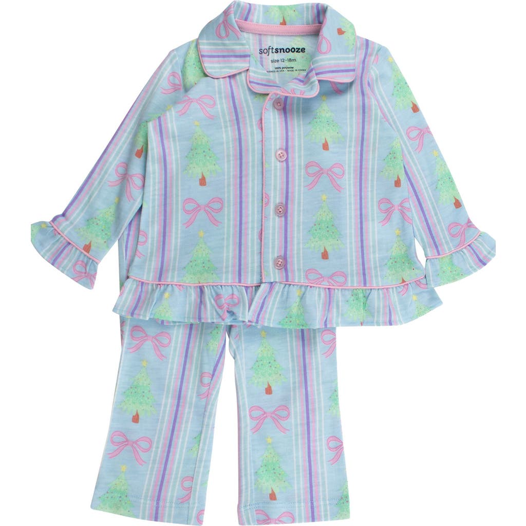 Rufflebutts Holiday Ruffle Flare Pajama Set In Blue