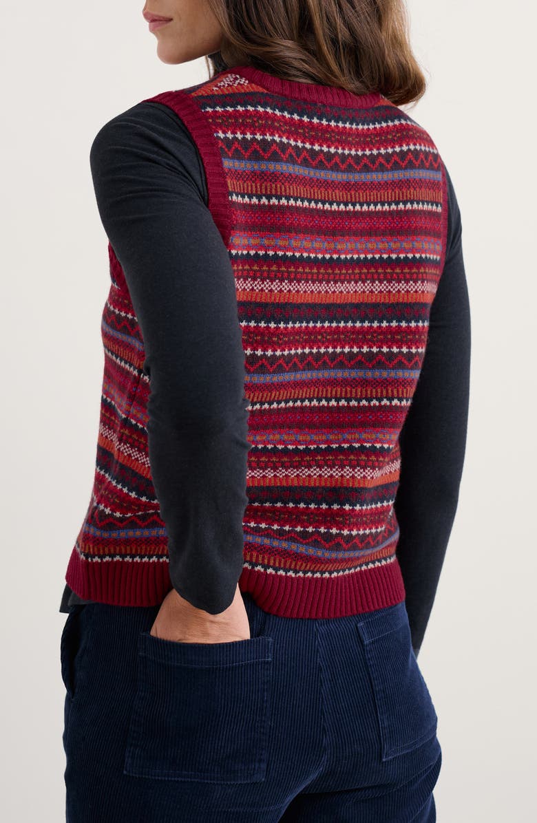 Seasalt Cornwall Percella Cove Merino Wool Blend Sweater Vest, Alternate, color, Star Jasmine Carmine Nutmeg