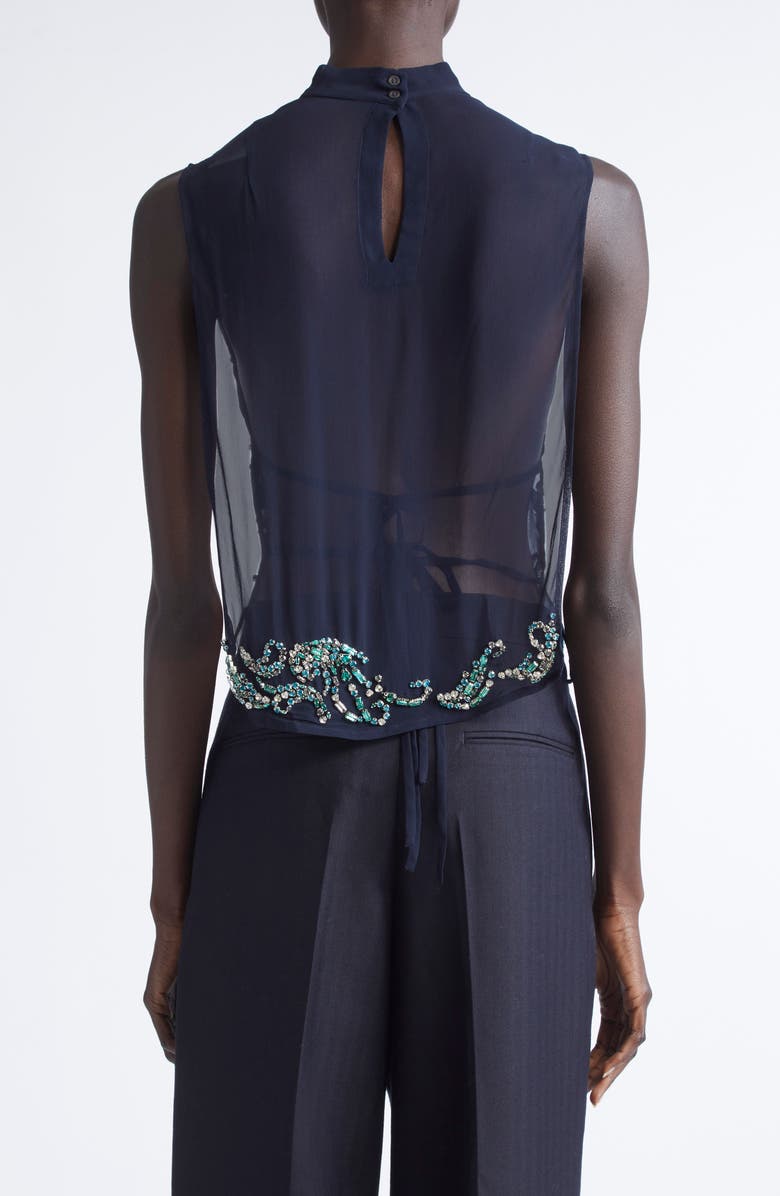 Dries Van Noten Carmasa Crystal Embellished Sleeveless Top, Alternate, color, Navy