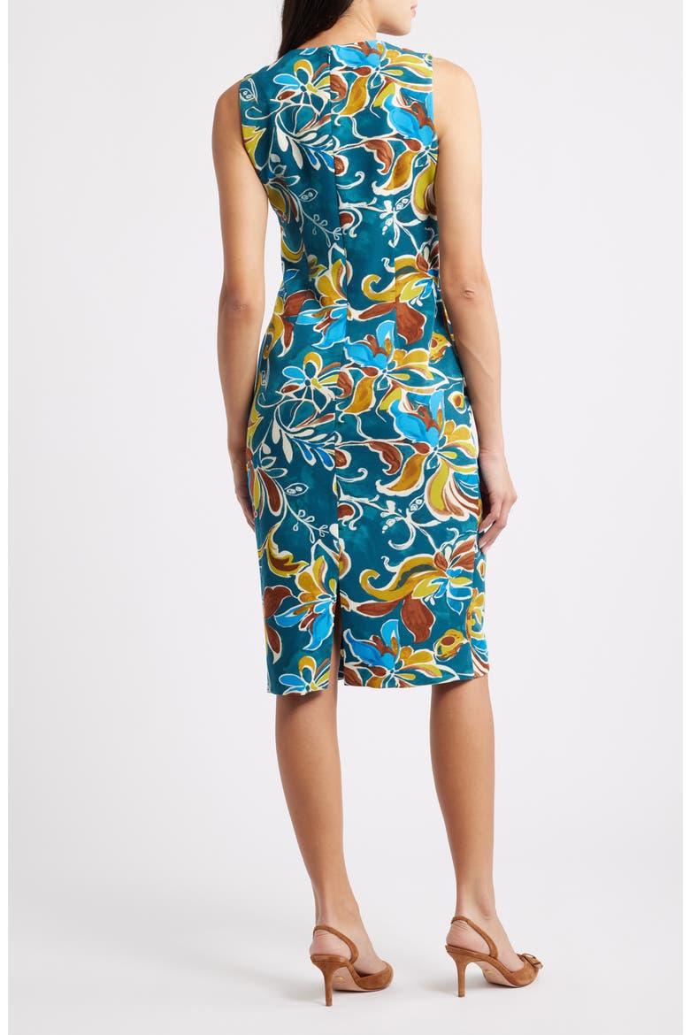 Print Sleeveless Sheath Dress, Alternate, color, INK TEAL MULTI