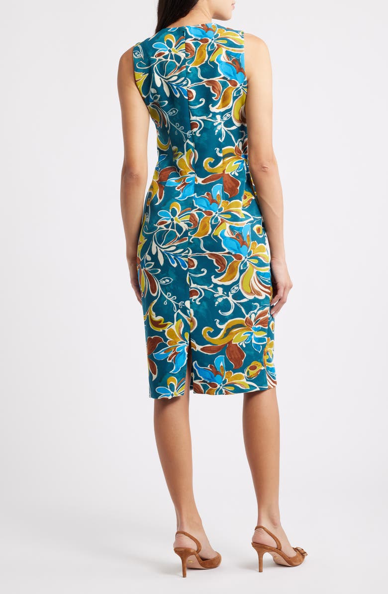 Anne Klein Print Sleeveless Sheath Dress, Alternate, color, Ink Teal Multi