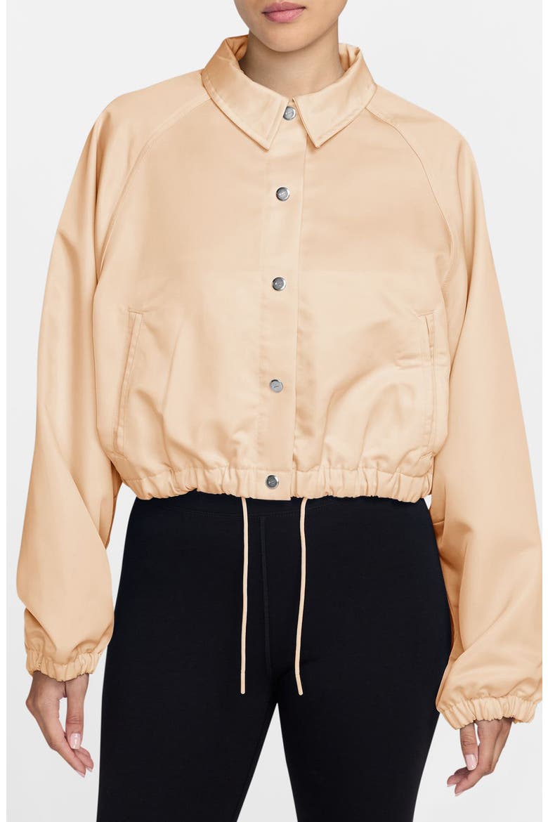 Sportswear Water Repellent Satin Coach Jacket, Main, color, CHALK/ CHALK