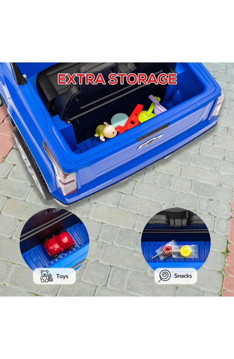 Qaba Chevrolet Silverado EV RST 12V Kids Electric Car w/ Remote, Alternate, color, Blue