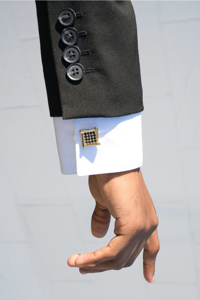 Atlas Square Grid Cufflinks, Alternate, color, Gold/Black