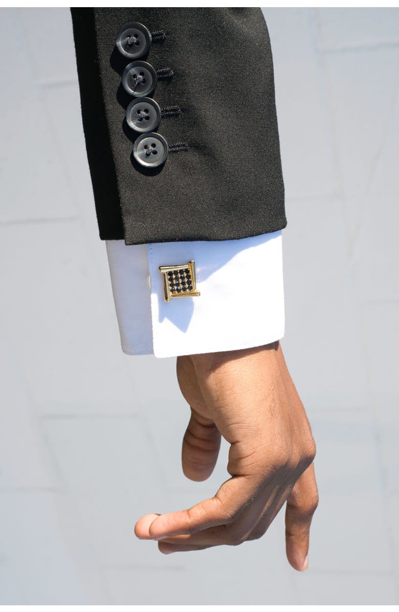 Classicharms Atlas Square Grid Cufflinks, Alternate, color, Gold/Black
