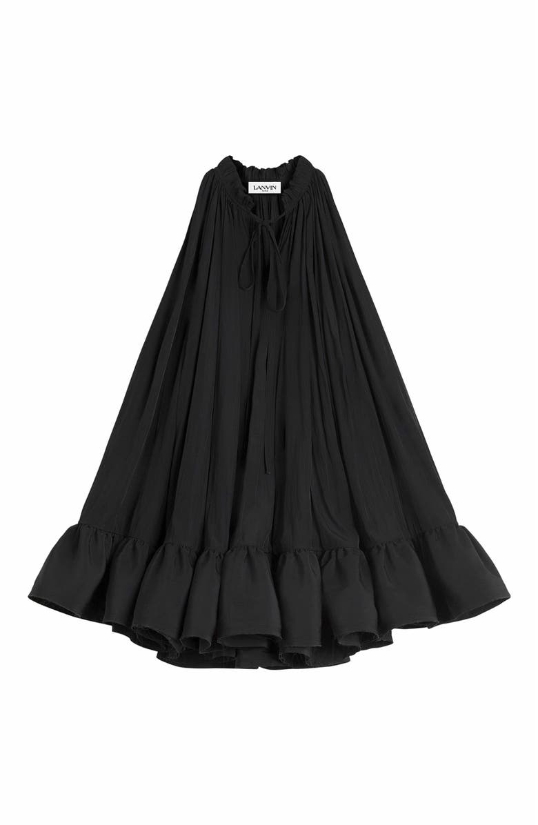 Lanvin Short Dress With Ruffles, Alternate, color, Black