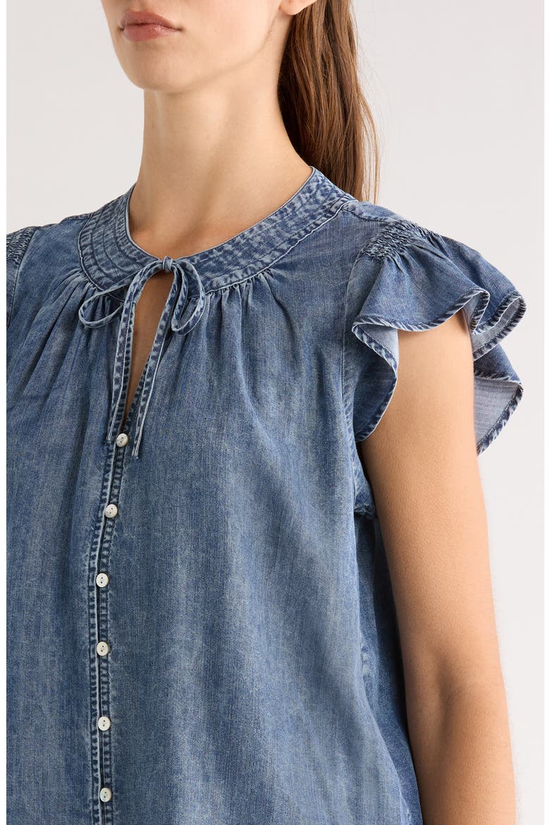 Aviva Chambray Button-Up Shirt, Alternate, color, BLUE RIDGE