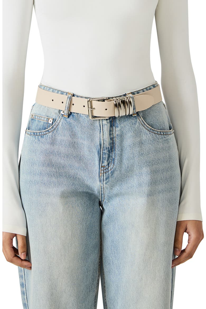 Multi Keeper Faux Leather Belt, Alternate, color, OATMEAL