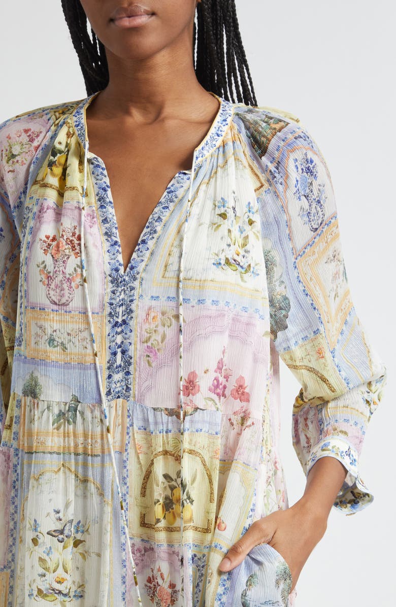 Camilla Gathered Panel Silk Minidress, Alternate, color, Botanical Ballads