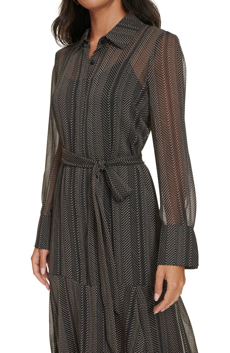 Calvin Klein Herringbone Long Sleeve Midi Dress, Alternate, color,