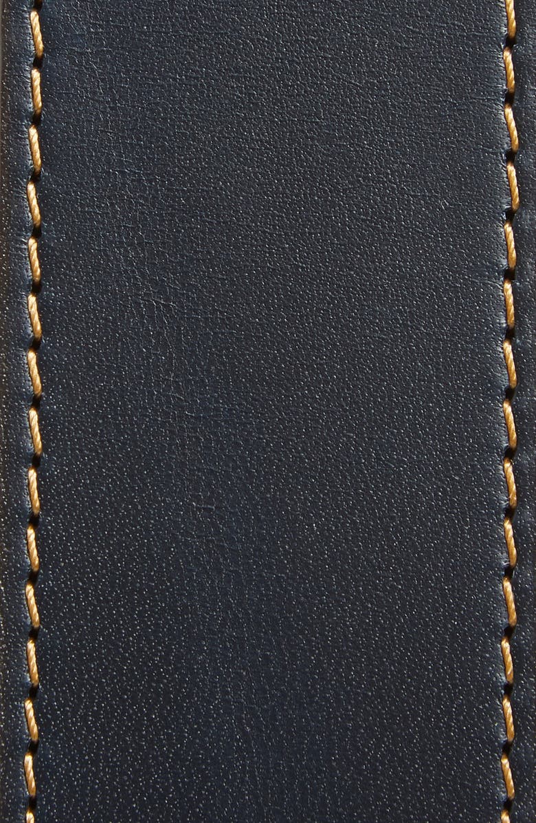 Johnston & Murphy Contrast Stitch Calfskin Belt, Alternate, color, Navy