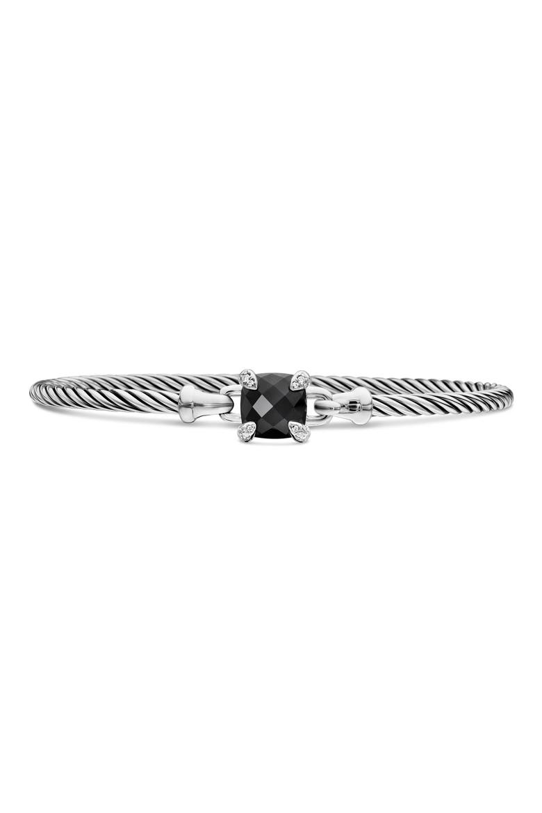 Chatelaine® Bracelet in Sterling Silver with Semiprecious Stones and Diamonds, 3mm, Main, color, BLACK ONYX