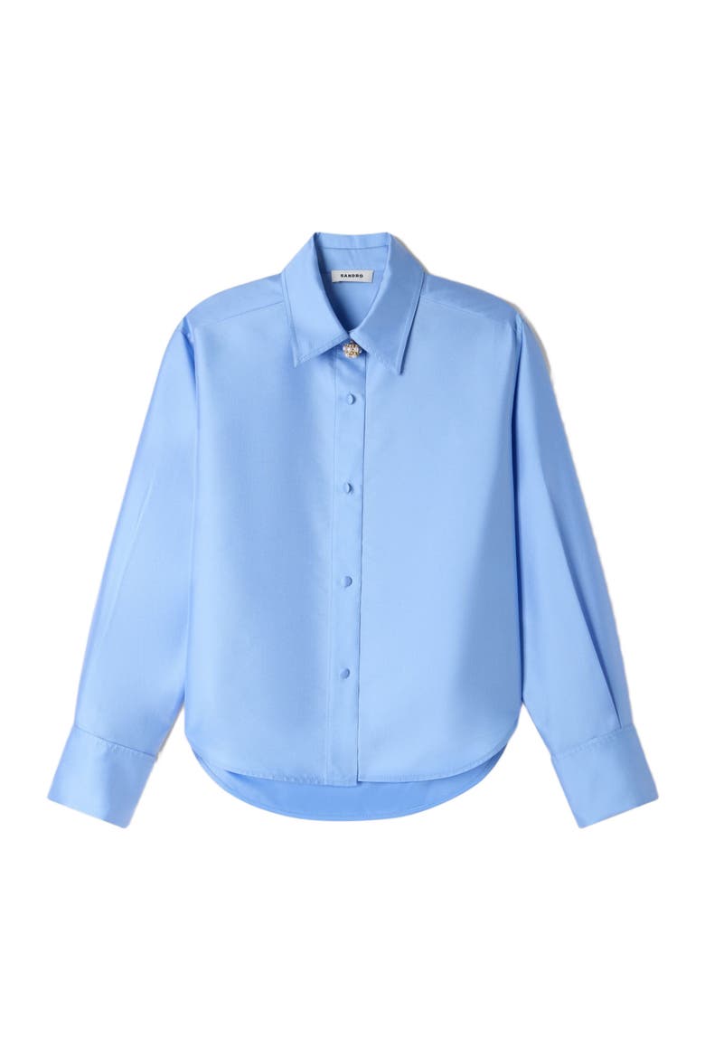 Jewellery detail satin shirt, Alternate, color, Sky blue