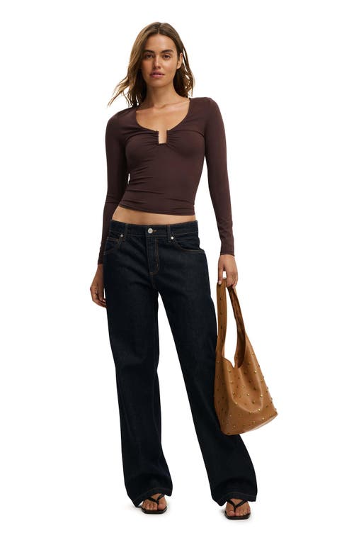 Cotton On Steffi Trim Long Sleeve Top In Brown