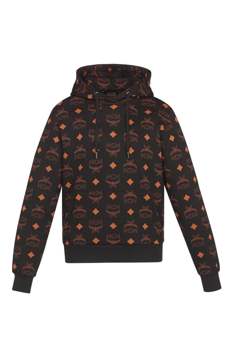 MCM Maxi Monogram Print Hoodie in Organic Cotton, Alternate, color, 