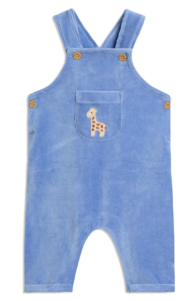 JOJO MAMAN BEBE Long Sleeve Bodysuit & Embroidered Giraffe Rib Velour Overalls Set, Alternate, color, Blue