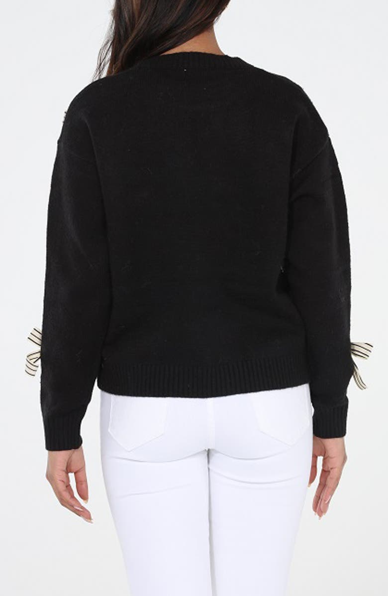RAIN AND ROSE Bow Crewneck Sweater, Alternate, color, Black