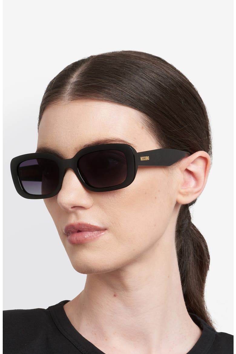 54mm Gradient Rectangular Sunglasses, Alternate, color, BLACK/ DARK GREY