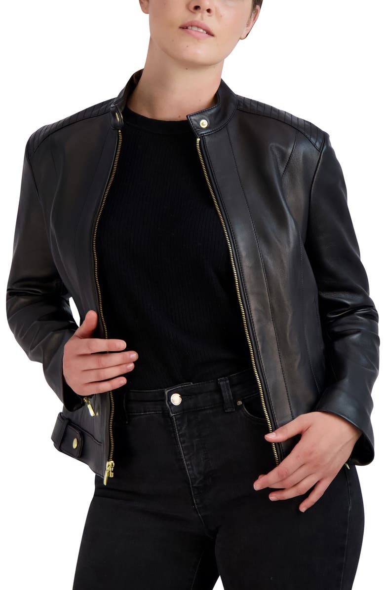 Cole Haan Racer Leather Jacket, Alternate, color, 