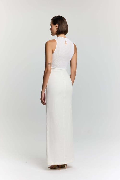 Jendue Us Serena Denim Linen Skirt In White