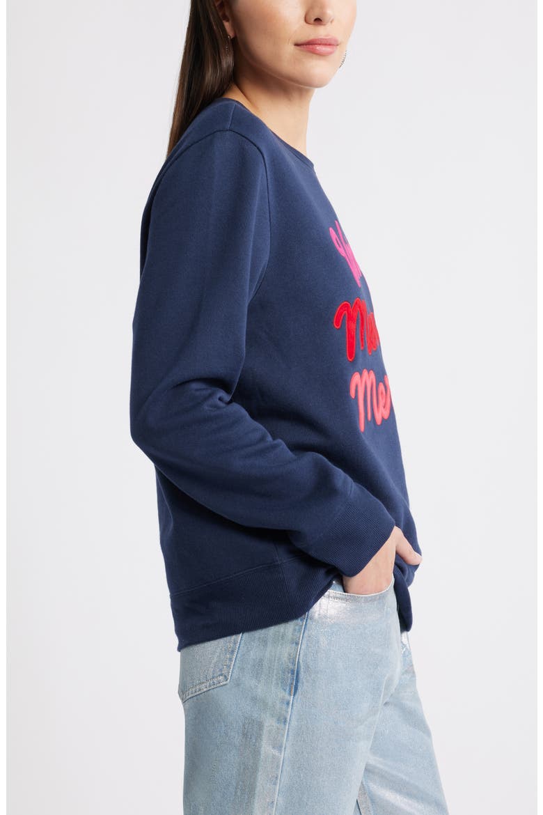 Very Merry Merry Sweatshirt, Alternate, color, NAVY EMBROIDERY