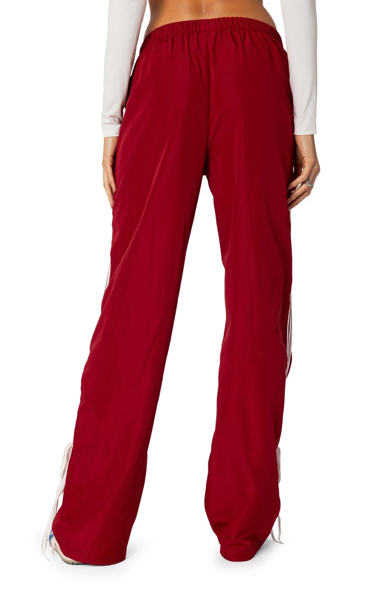 EDIKTED Remy Tie Detail Track Pants, Alternate, color, Red