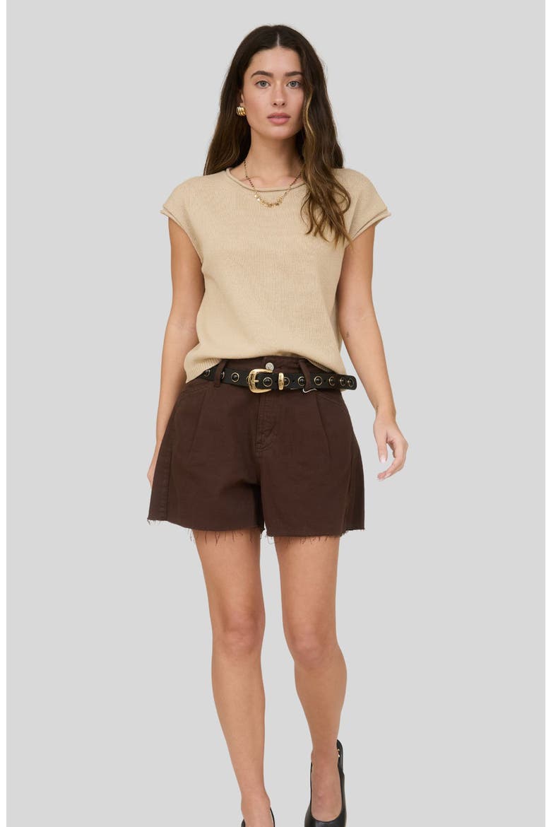 Cap Sleeve Sweater Top, Alternate, color, LIGHT KHAKI
