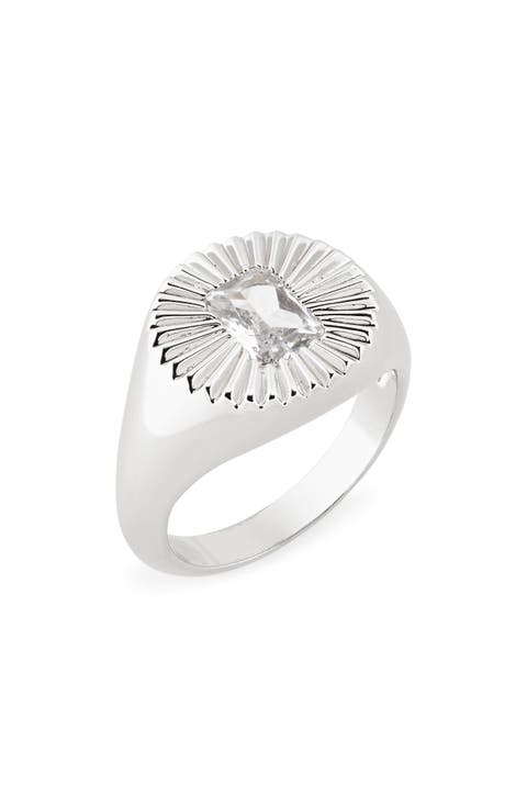 Ember Cubic Zirconia Sunburst Signet Ring