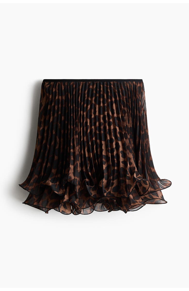 H&M Pleated Mini Skirt, Main, color, Brown/Leopard Print