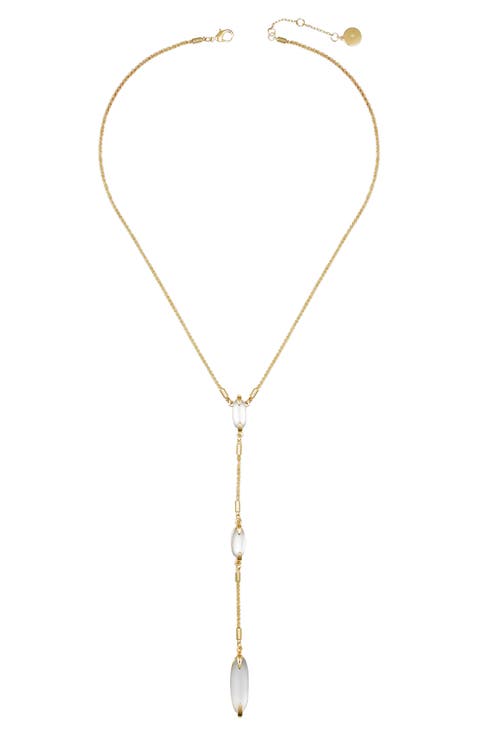 White Glass S Sparkle Lariat Necklace