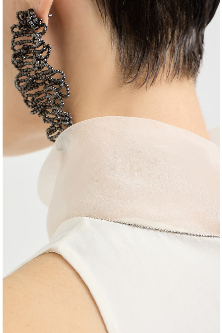 Crispy silk dress with monili, Alternate, color, Butter