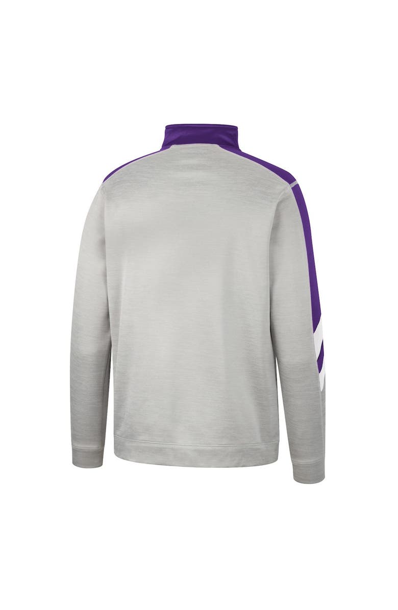 COLOSSEUM Men's Colosseum Gray/Purple Kansas State Wildcats Bushwood Fleece Quarter-Zip Jacket, Alternate, color, 