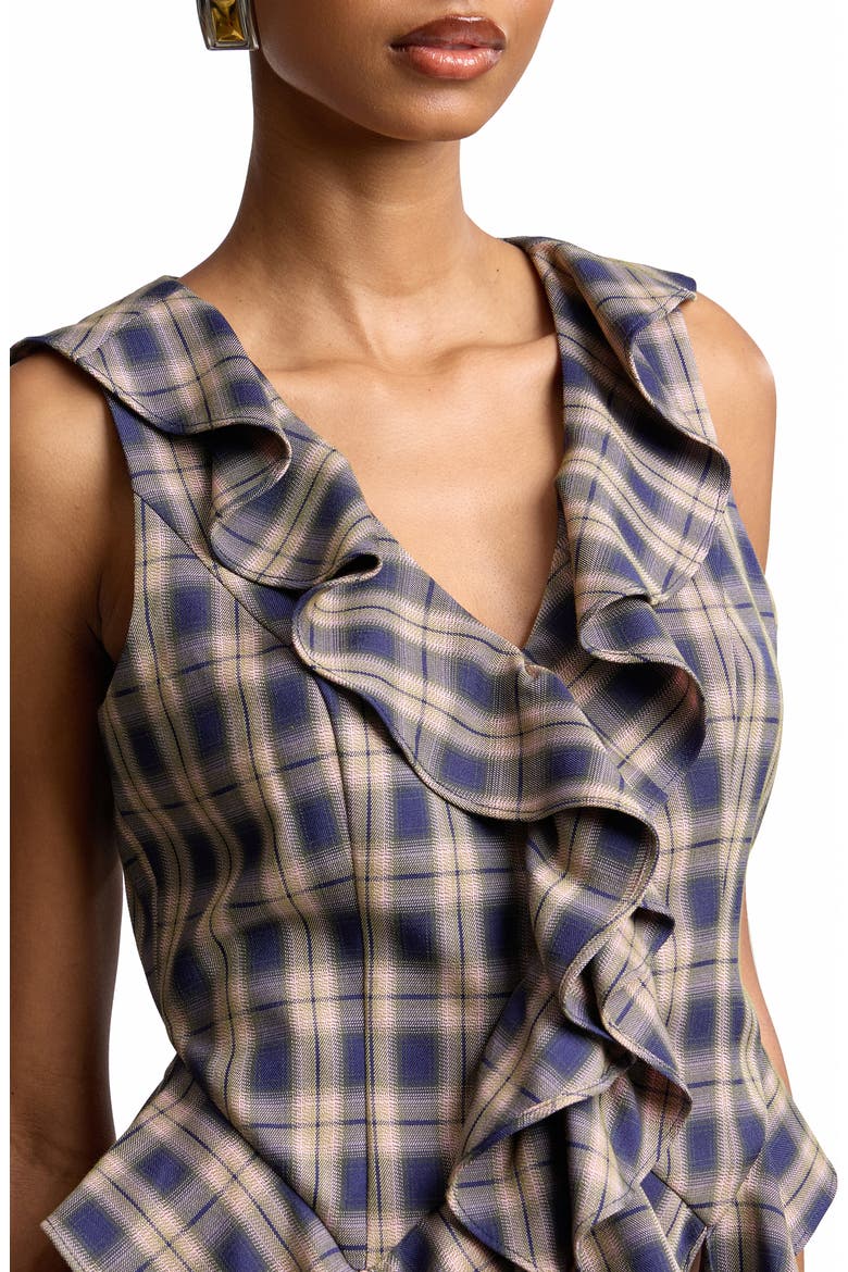 Plaid Ruffle Sleeveless Top, Alternate, color, TWILIGHT PLAID