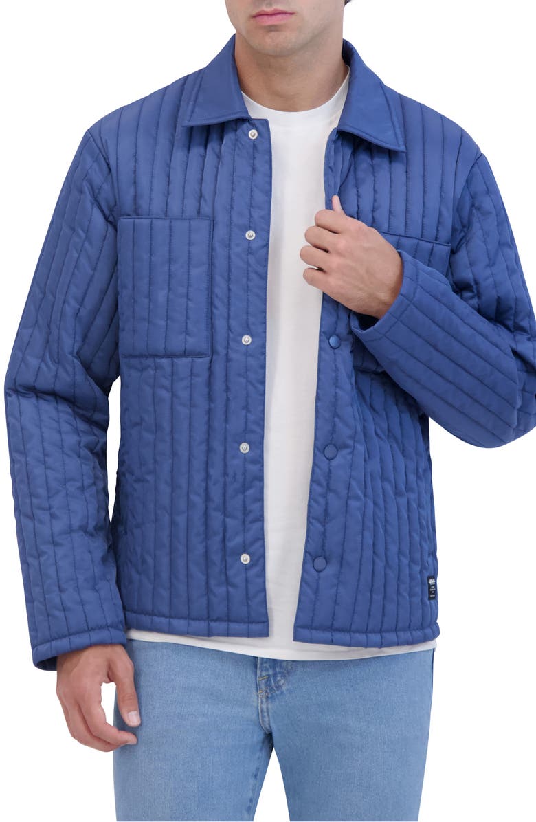 Hudson Jeans Water Repellent Quilted Shirt Jacket, Alternate, color, Blue