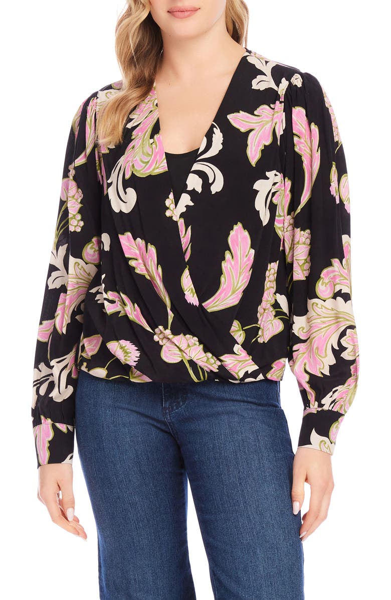 Karen Kane Floral Drape Front Top, Main, color, 