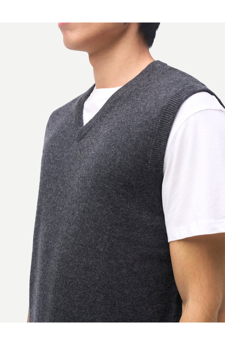 Gobi Cashmere Timeless V-Neck Cashmere Vest, Alternate, color, Charcoal