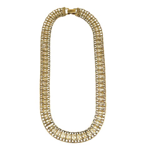 Vintage 1970s Egyptian Revival Gold-tone Lace Link Collar Necklace